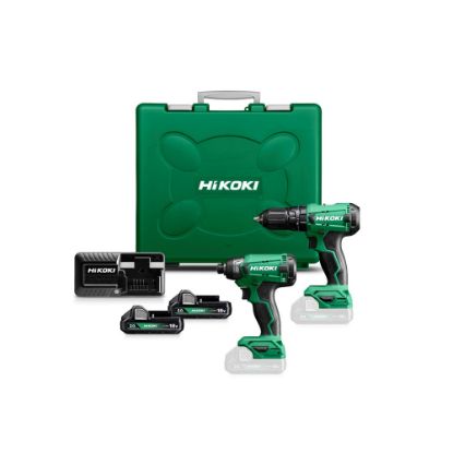 Afbeeldingen van HIKOKI Accu combo pack KC18DAWCZ, accu klopboorschroefmachine DV18DA + accu slagschroevendraaier WH18DA 2x 18V 2,0Ah in kunststof koffer