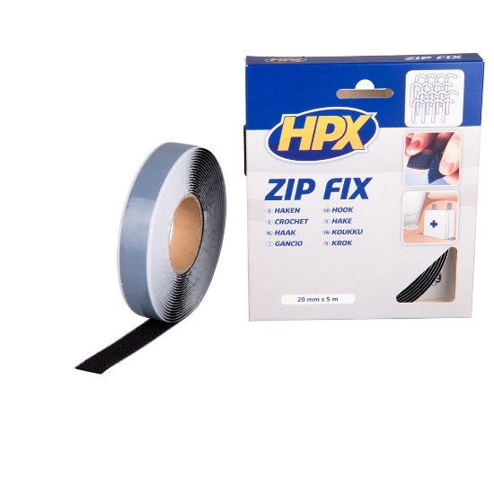 Afbeeldingen van HPX Klittenband Zip Fix (haak) zwart 20MM 5M