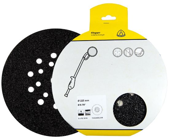 Afbeeldingen van Schuurschijf PS19FK met klittenband 225MM K16 stansvorm GLS55 in DIY verpakking