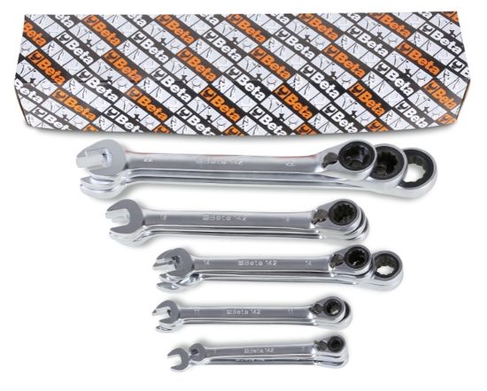 Afbeeldingen van BETA Ratelringsteeksleutelset omshakelbaar 142/S17 17x