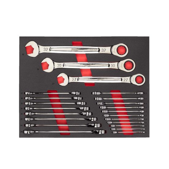 Afbeeldingen van MILWAUKEE Ringratelsteeksleutelset MAXBITE 6-32MM in foam inlay 22x