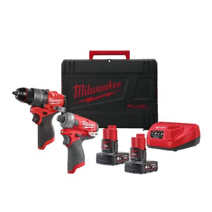 Afbeeldingen van MILWAUKEE Accu powerpack M12FPP2E2-402X (Accu FPD, Accu FQID, 2XAccu B4 accu, 1XC12C lader, 1XHD Box)