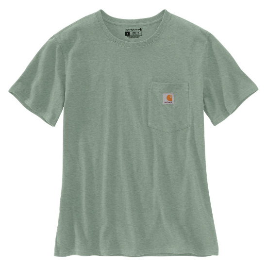 Afbeeldingen van CARHARTT T-shirt workwear met zak dames 103067 jade heather XS