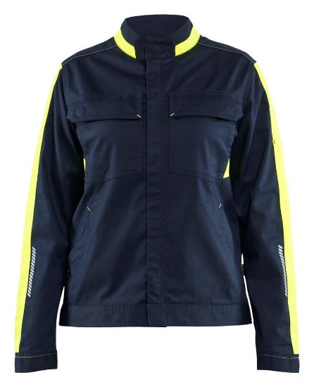 Afbeeldingen van BLÅKLÄDER Jack industrie dames met stretch 4443 donker marineblauw/High Vis geel M
