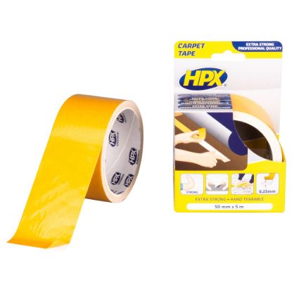 Afbeeldingen van HPX Dubbelzijdige tapijttape wit 50MM 5M