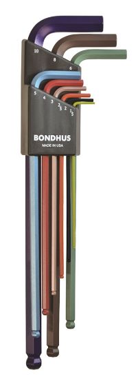 Afbeeldingen van BONDHUS Haakse inbussleutelset kogelkop lang 1,5-10MM 9x