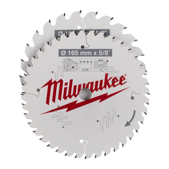 Afbeeldingen van MILWAUKEE Cirkelzaagblad hout 165X⅝" 24T/40T 2x