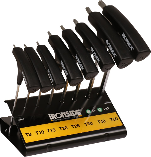 Afbeeldingen van IRONSIDE Stiftsleutelset TORX T-greep T8-T50 8x