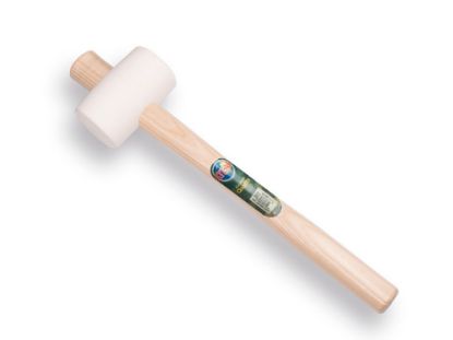 Afbeeldingen van Rubberhamer nr.1 hard wit 50X90MM met steel