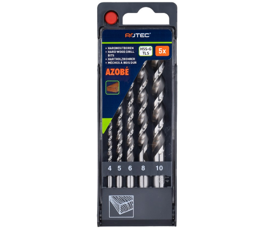 Afbeeldingen van ROTEC Hardhoutspiraalborenset Azobé type 262 5x 4-10MM