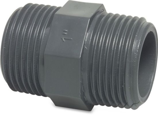 Afbeeldingen van VDL Nippel PVC-U grijs ¼" buitendraad 10bar