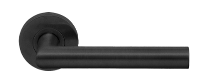 Afbeeldingen van OXLOC Deurkruk + rozet L-model Tilburg RVS zwart ST 37-42MM