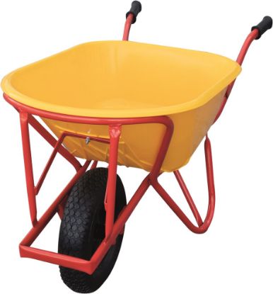 Afbeeldingen van KELFORT Stratenmakers kruiwagen HDPE geel 85L