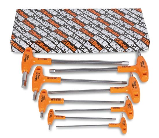 Afbeeldingen van BETA Haakse stiftsleutelset kracht handgreep RVS 96TINOX/S8 2,5-10MM 8x