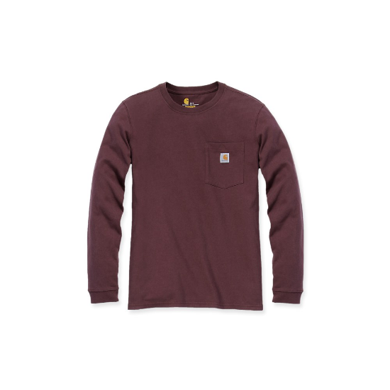 Afbeeldingen van CARHARTT T-shirt lange mouwen met zak dames 103244 deep wine XS