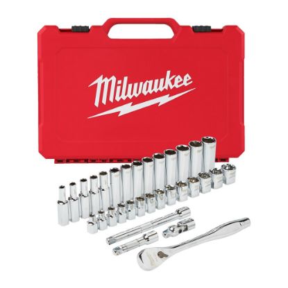Afbeeldingen van MILWAUKEE Doppen- en ratelset ⅜" FOUR FLAT 32x