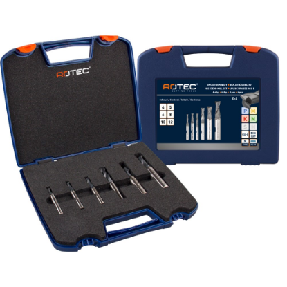 Afbeeldingen van ROTEC Spiebaanfrezenset HSS-E 600C DIN327 6-delig 4-12MM ABS