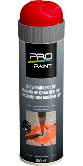 Afbeeldingen van PRO-PAINT Bouwmarker 180° fluor rood 500ML