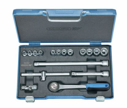 Afbeeldingen van GEDORE Dopsleutelset ⅜" 30 GMU-3 zeskant 6-19MM 17x