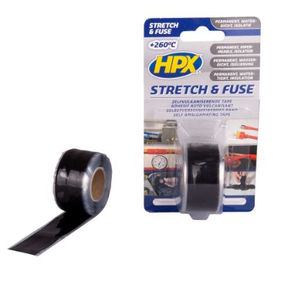 Afbeeldingen van HPX Zelfvulkaniserende tape Stretch & Fuse zwart 25MM 3M