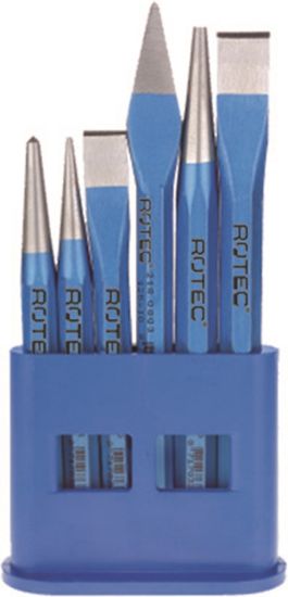 Afbeeldingen van ROTEC Koudbeitelset 218 6-delig in pvc standaard