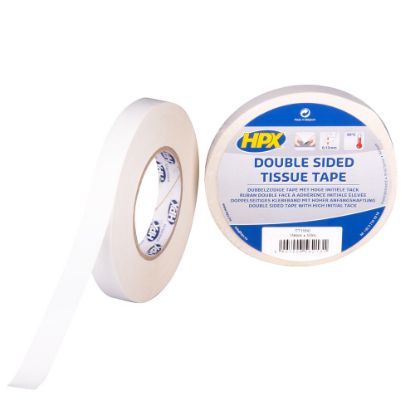 Afbeeldingen van HPX Dubbelzijdige tissue tape wit 19MM 50M