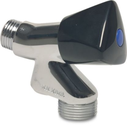 Afbeeldingen van Beluchterkraan met ingebouwde keerklep type DA/EB messing verchroomd ½"X¾" buitendraad 10bar KIWA