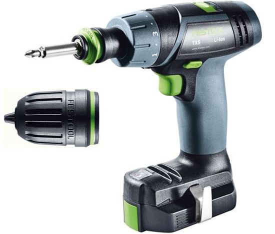 Afbeeldingen van FESTOOL Accu schroefboormachine TXS 2,6-Plus 10,8V 2,6Ah inclusief accessoires (excl. hoekaanzetstuk)