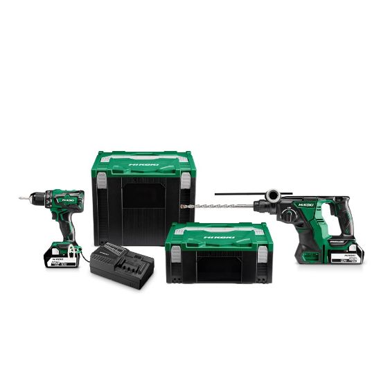 Afbeeldingen van HIKOKI Accu combo pack KC18DRBLWDZ, accu boorschroefmachine DS18DBSL + accu boorbreekhamer DH18DBL SDS-Plus + 2x 18V 5,0Ah in HSC IV en HSC II