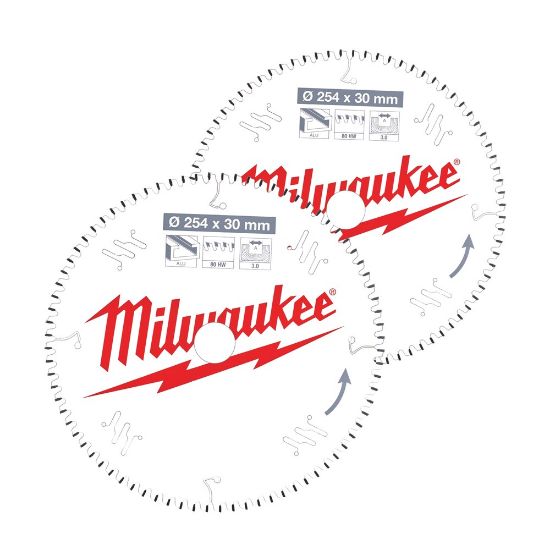 Afbeeldingen van MILWAUKEE Cirkelzaagblad hout 254X30MM 60T/80T 2x