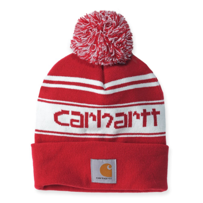 Afbeeldingen van CARHARTT Muts ribgebreid met logo 105168 red winter white marl onesize
