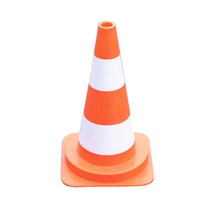 Afbeeldingen van Verkeerskegel PVC fluor oranje met 2 witte strepen 500MM