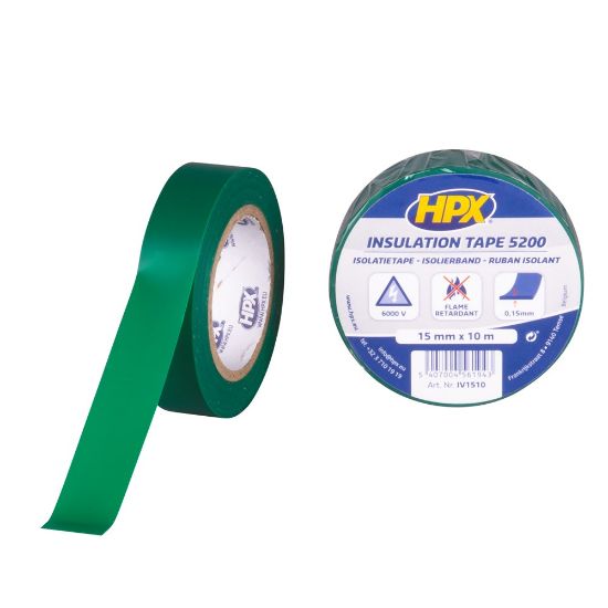 Afbeeldingen van Isolatietape PVC groen 15MM 10M