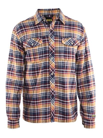 Afbeeldingen van BLÅKLÄDER Overhemd flanel 3299 marineblauw Oranje/XS