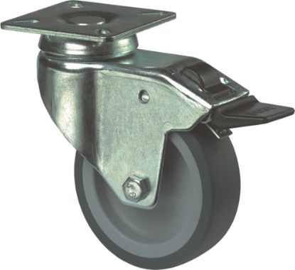 Afbeeldingen van KELFORT Zwenkwiel grijs EV rubber + rem 100MM