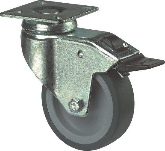 Afbeeldingen van KELFORT Zwenkwiel grijs EV rubber + rem 100MM