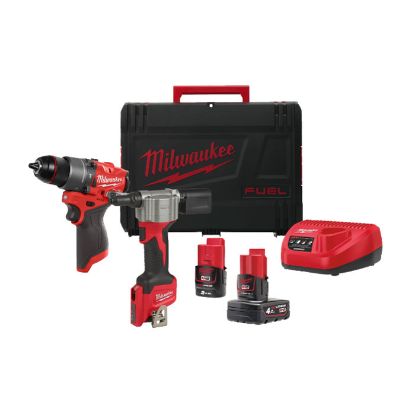 Afbeeldingen van MILWAUKEE Accu powerpack M12FPP2D2-422X (Accu FPD2, Accu BPRT, 1XAccu B2 accu, 1XAccu B4 accu, 1XC12C lader, 1XHD Box)