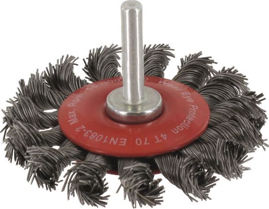 Afbeeldingen van ROTEC Rondborstel op stift 6MM getordeerd staaldraad 70X0,5MM