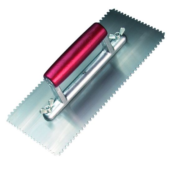 Afbeeldingen van MELKMEISJE Plakspaan alle zijden 4MM vertand 280X130MM