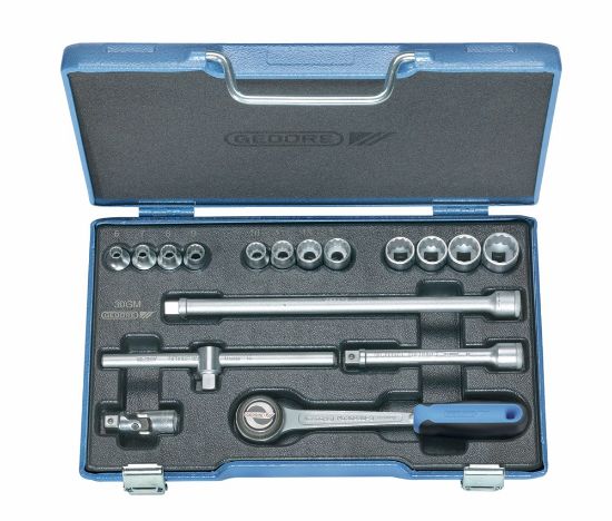 Afbeeldingen van GEDORE Dopsleutelset ⅜" D 30 GMU-3 UD-profiel 6-19MM 17x