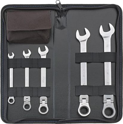 Afbeeldingen van FORUM Ringratelsteeksleutelset met scharnierkop 8-19MM 5x