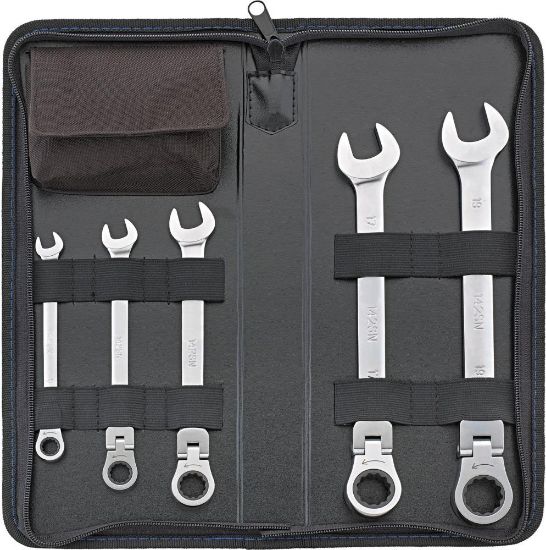 Afbeeldingen van FORUM Ringratelsteeksleutelset met scharnierkop 8-19MM 5x