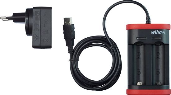 Afbeeldingen van WIHA Acculader met USB en eurostekker t.b.v. 18500 accu