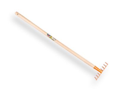 Afbeeldingen van ATLAS Kinderharkje oranje metaal met steel