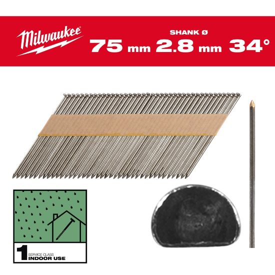 Afbeeldingen van MILWAUKEE Draadnagels D-kop 34° 75MM SC1 2200x