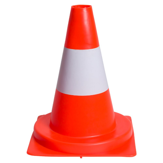 Afbeeldingen van FOLIEFOL Verkeerskegel/pilon harde PE 32CM met witte band