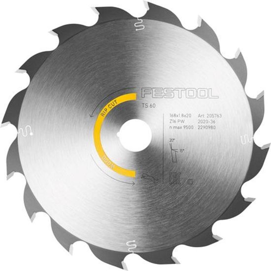 Afbeeldingen van FESTOOL Cirkelzaagblad WOOD RIP CUT HW 168X1,8X20MM PW16