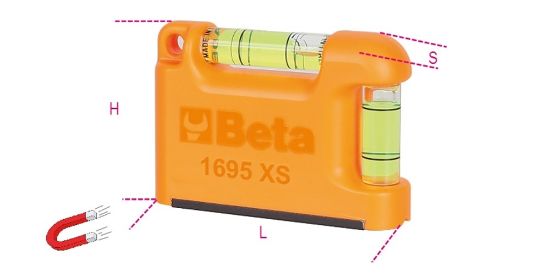 Afbeeldingen van BETA Waterpas zakformaat vervaardigd uit geprofileerd aluminium 1695XS-ZAK 70MM