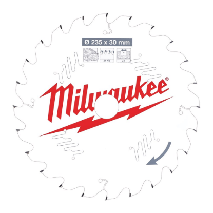 Afbeeldingen van MILWAUKEE Cirkelzaagblad MS W hout 235X30X2,4MM ATB 24T +15°