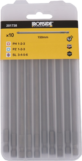 Afbeeldingen van IRONSIDE Bitset ¼" PH-PZ-SL 150MM 10x
